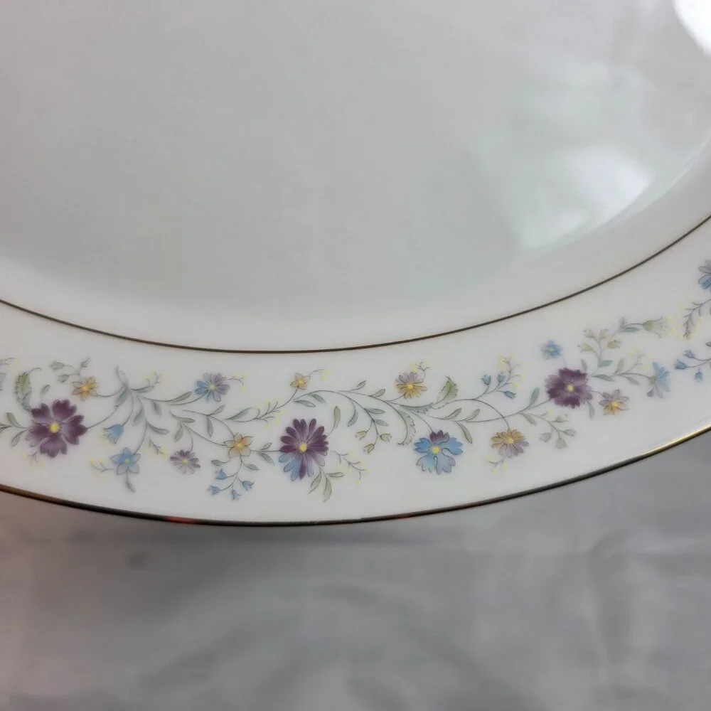 Noritake Longwood #2485 12 Inch Serving Platter Purple, Blue & Yellow Flowers